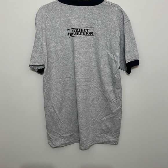 Alstyle Mens Gray‎ Short Sleeve Accepted Movie Promo Ringer T-shirt Large - Picture 7 of 8